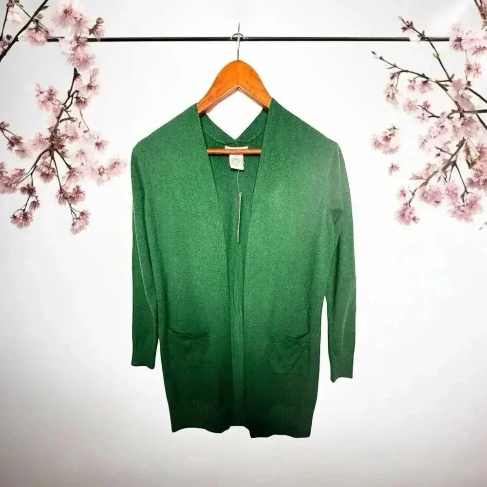 Sweet Romeo Sweater‎ Women's Size XS Open Cardigan Green Long Sleeve w/ Pocket